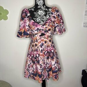 House of Harlow 1960 Pink and Orange Floral Mini Dress